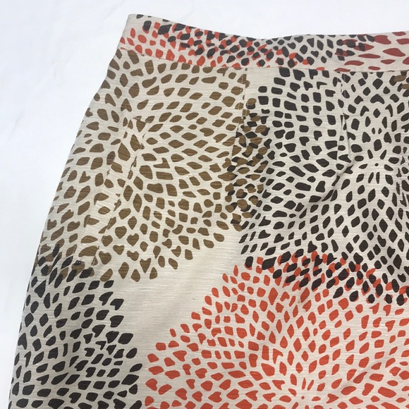 BANANA REPUBLIC Silk skirt brown rust cream size 8 - Picture 2 of 5